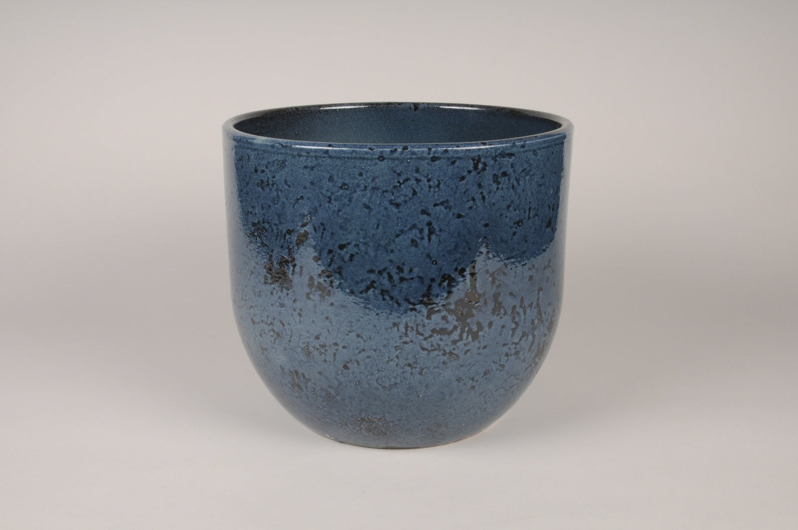 Cache-pot en céramique émaillée bleu nuit
